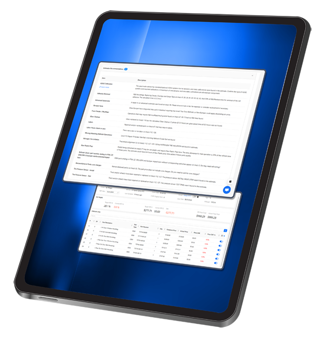 Tablet displaying ImEX Estimate Scrubber software