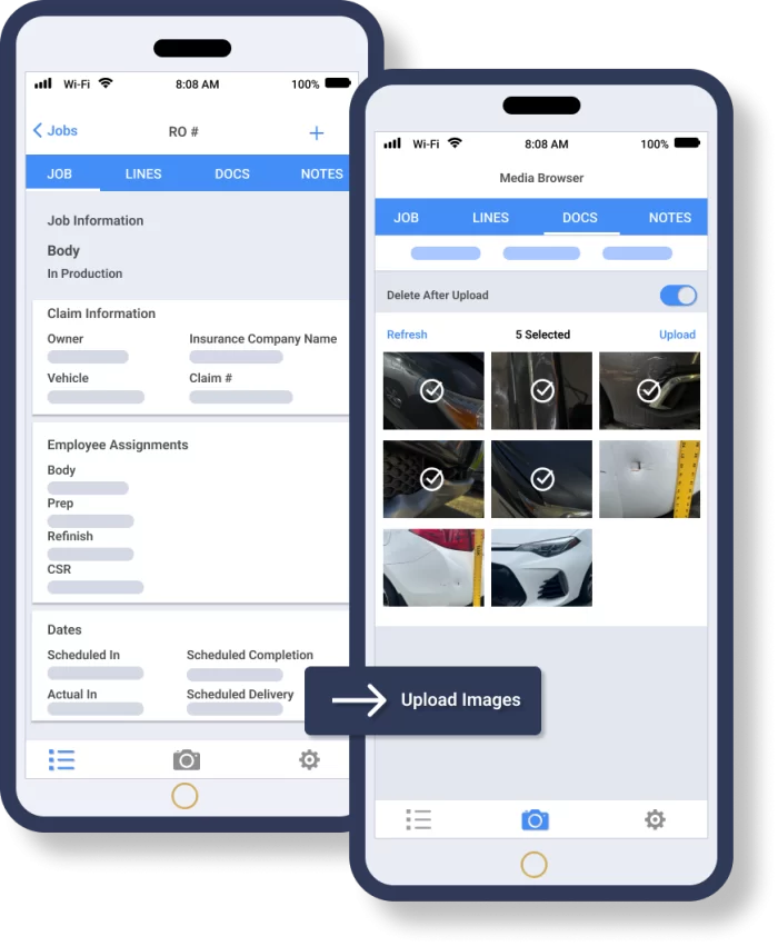 Examples of mobile app on two different devices